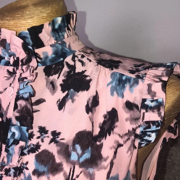 ERDEM SEBLA Floral Pink and Blue Sleeveless Dress Size 6 - Picture 6 of 16